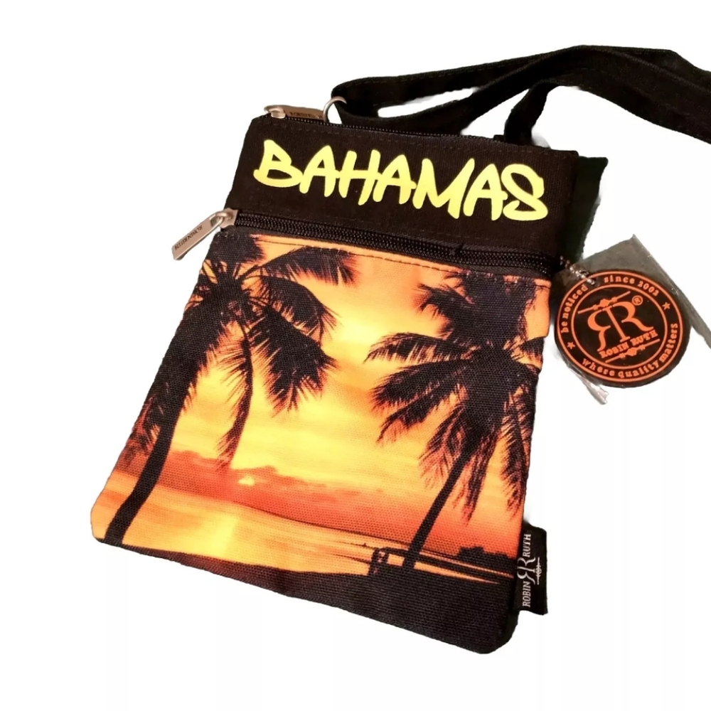 NWT Robin Ruth Bahamas Crossbody Bag/Coin Pouch Zippered Canvas Cotton 2Pc